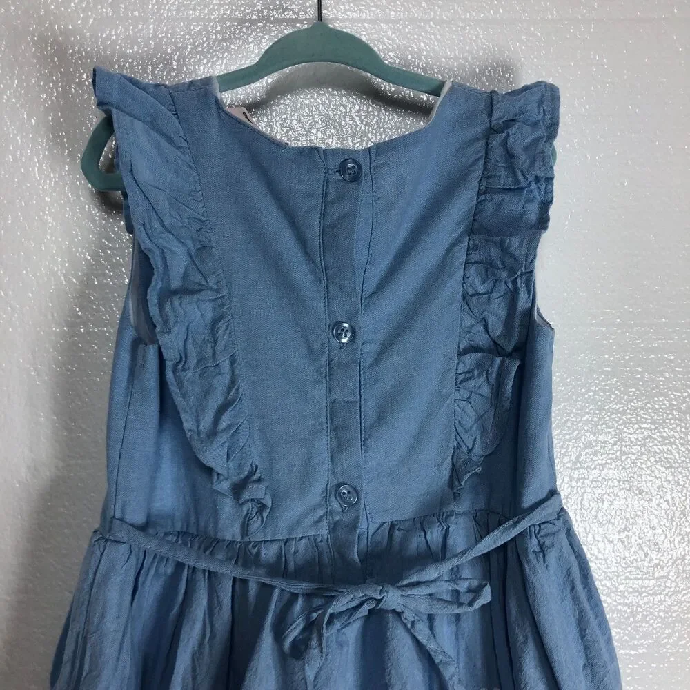 Little Lass Blue Dress With White Flowers Girls Toddler Size 5